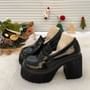 Asterisk - Platform Chunky Heel Penny Loafers