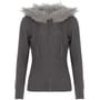 Sosana - Long Sleeve Plain Cable-Knit Fluffy Hooded Zip-Up Cardigan